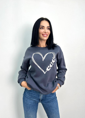 Графітовий утеплений світшот із принтом Fashion (360603274)