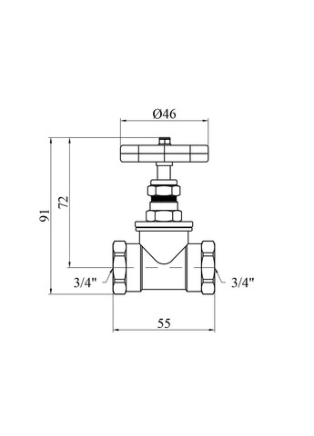Перекрывающийся муфтовый клапан с накидной гайкой 3/4" ВВ PN16 УК1112ВГ латунный Lexline (311204713)
