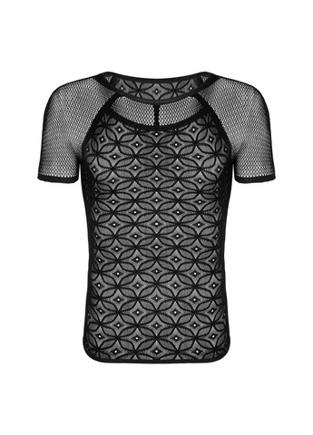 Мужская полупрозрачная футболка с орнаментом T102 T-shirt, черная, S//L Obsessive (371389695)