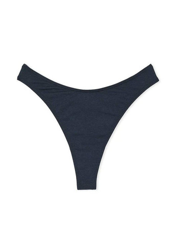 Трусики-стрінги жіночі бавовняні Stretch Cotton High-Leg Scoop Thong Panty темно-сині L Victoria's Secret (316659548)