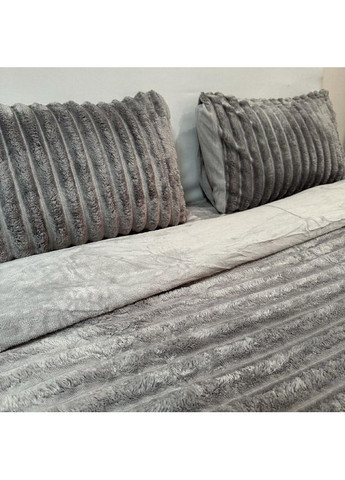 Комплект постельного белья Шарпей, микрофибра, евро размер, пододеяльник на замке, наволочки 50х70 (2 шт.) серого цвета No Brand (362211399)