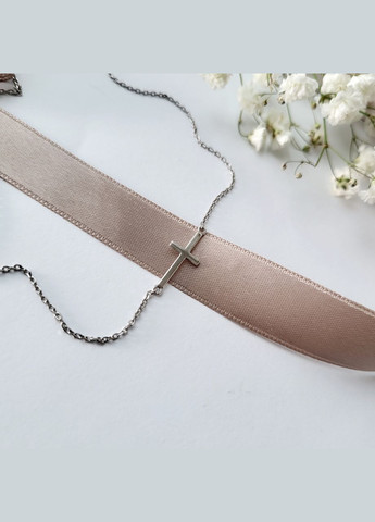 Серебряная цепочка колье чокер без камней Крест 40 см серебро 925 пробы Родированное 86083 1.72г No Brand (306854626)