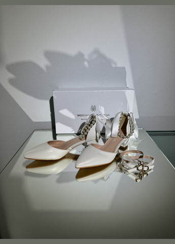 No Brand Весільні шкіряні жіночі туфлі з перлами на квадратних підборах - 2 образи в одному 4,5см - Білий колір білий з штучна шкіра, — літо (322414788)