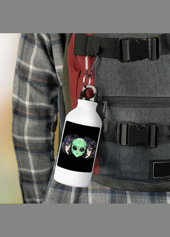 Фляга (бутылка) для воды с карабином Инопланетянин (Туристическая, Для кемпинга, Для спорта) #11 500 мл Белый No Brand (323639621)