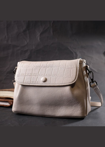 Дивовижна жіноча сумка з натуральної шкіри біла 22331 Vintage (329197073)