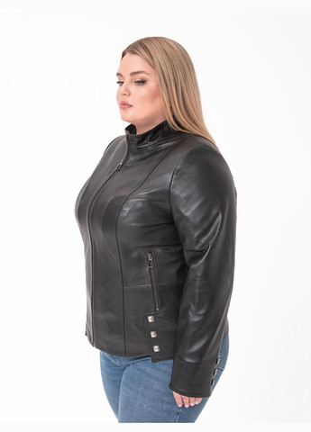 Черная демисезонная женская кожаная куртка весна Fabio Monti