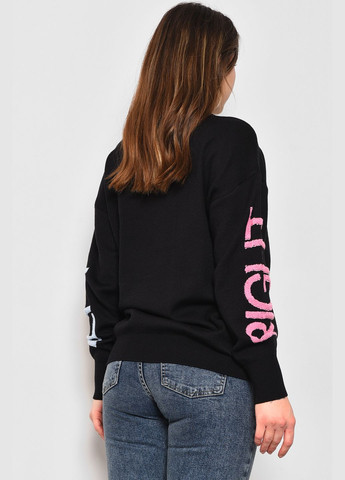 Черный зимний свитер женский полубатальный черного цвета пуловер Let's Shop