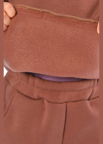 Коричневый зимний спортивный костюм детский на флисе коричневого цвета брючный Let's Shop