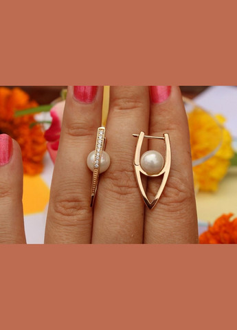 Серьги стрелки с жемчугом 2,7 см золотистые. Xuping Jewelry (316433677)
