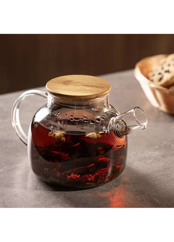 Чайник Gemini 1 л, боросиликатное стекло, бамбук, Ardesto (362216221)