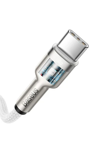 Кабель Cafule Series Metal Data Cable Type-C – Type-C 100 Вт 1 м в нейлоновому обплетенні білий Baseus (401878845)