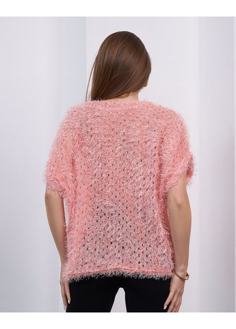 Рожевий демісезонний светр-травка з короткими рукавами ISSA PLUS