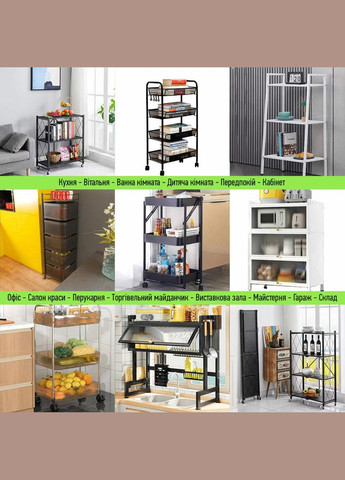 Этажерка мобильная пятиярусная универсальная пластиковая черная 41*25*127см SW-00002109 Sticker Wall (323136679)