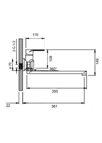 Смеситель для ванны Jay с длинным поворотным изливом (c душевым гарнитуром) Chrome/White Qtap QTJAY2601CRW45552 (346492425)