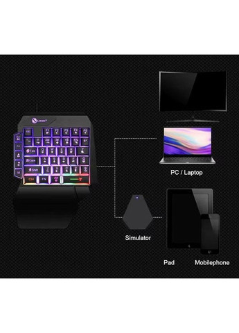 Одноручная игровая клавиатура Limeide GK103S с RGB подсветкой, 35 клавиш, проводная, USB, для ПК, ноутбука, смартфона China (354827637)