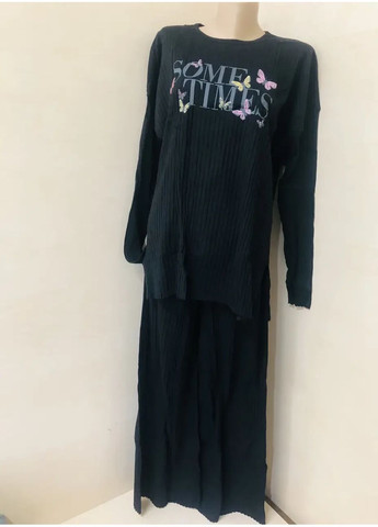 Блакитна тепла ангорова бавовняна піжама рубчик туреччина кофа штани великі розміри 44 46 48 50 52 54 56 58 60 62 46 No Brand