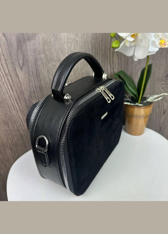 Жіноча замшева каркасна мінісумка, маленька сумочка з натуральної замші чорна No Brand (334730162)