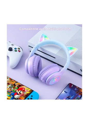Навушники Bluetooth з підсвіткою B90 Gaming CAT with LED фіолетові Onikuma (282928383)