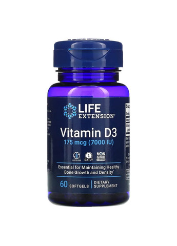 Витамины и минералы Vitamin D3 7000 IU, 60 капсул Life Extension (293476993)