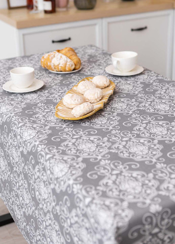 Скатерть хлопковая "Вензель" (серый) 1.5м х 1.8м (средний стол) Homedec - (352767918)
