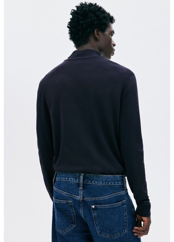 Темно-синій демісезонний чоловічий светр тонкої в'язки regular fit (58513) m темно-синій H&M