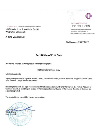 Спрей пролонгатор для мужчин RHINO, 10 мл Hot (307153141)