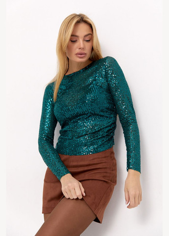 Жіночий лонгслів з паєтками і драпіруванням 17170 Lurex (315810279)