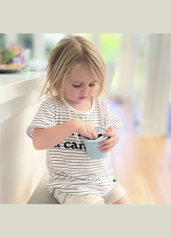 Чашка-контейнер с трубочкой Sip+Snack Aqua Green/Powder Grey, силиконовая, 180 мл () MinikOiOi 101100107 (335973687)