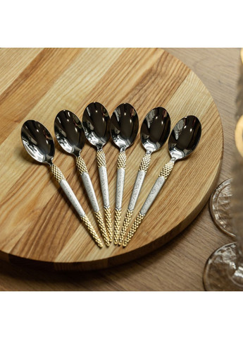 Столовые ложки 6 штук из нержавеющей стали ложки столовые 21 см Серебро с золотом Jooki (358706524)