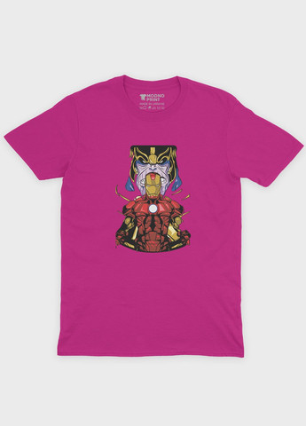 Розовая демисезонная футболка для мальчика с принтом супергероя - железный человек (ts001-1-fuxj-006-016-023-b) Modno