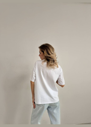 Белая женская футболка с принтом цвет белый р.42/46 449989 New Trend