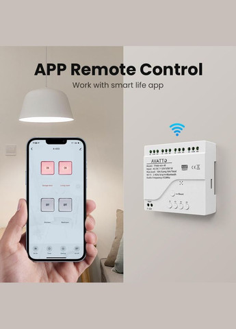 Беспроводное 4х канальное Wifi/BT реле AVATTO TYWD-4 220V 10A. No Brand (300577572)