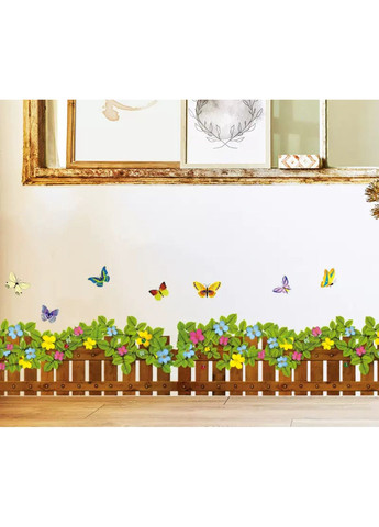 Інтер'єрна наклейка на стіну Паркан із квітами вінілова декоративна 132 см China (366890774)