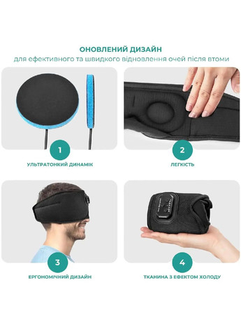 Маска для сну з Bluetooth гарнітурою таймером регульованою застібкою роботою від USB 46х11 см (479459-Prob) Темно-синя Unbranded (319301962)
