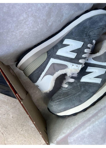 КРОССОВКИ ЖЕНСКИЕ NEW BALANCE 574 GREY WHITE WINTER НЬЮ БЕЛАНС 574 No Brand серые зима (368884467)