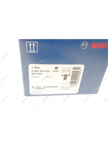 Колодка тормозов. диск. RENAULT MEGANE II, передн. (выр-во) 0 986 494 034 Bosch (332798187)
