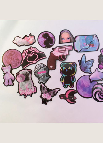 Набор глянцевых стикеров 10 штук комплект наклеек y2k кавай неоновая эстетика рандом стикерпак на ноутбук телефон блокнот панк No Brand (316323071)