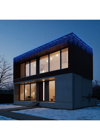 Гирлянда Бахрома уличная 405 LED 25 м от сети белая нить, синий GarlandoPro (363554648)