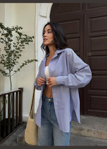 Голубой классическая, повседневный, кэжуал, вечерний рубашка в полоску Asi.Store.ua с длинным рукавом