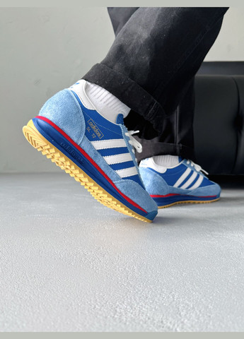 Синие демисезонные кроссовки мужские и женские adidas sl 72 blue white | адидас сл 72 синие No Brand