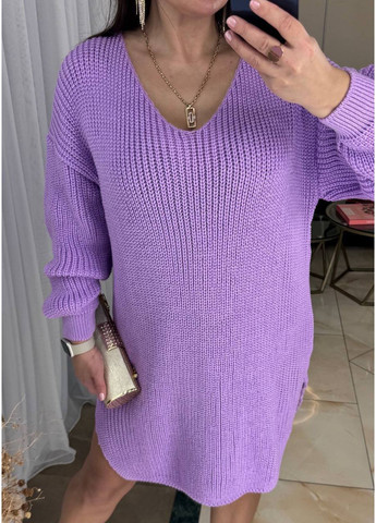 Лавандовое повседневный, кэжуал женское платье-туника оверсайз оверсайз No Brand однотонное