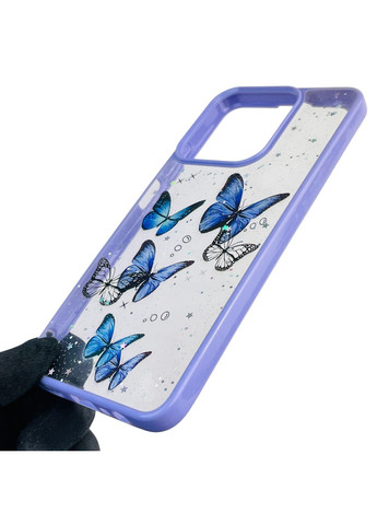 Чохол для C53 з блискітками з метеликами на реалмі с53 бузковий Realme (366390368)
