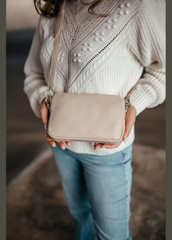 Сумка кожаная женская функциональная бежевая NIUNIU (296662353)