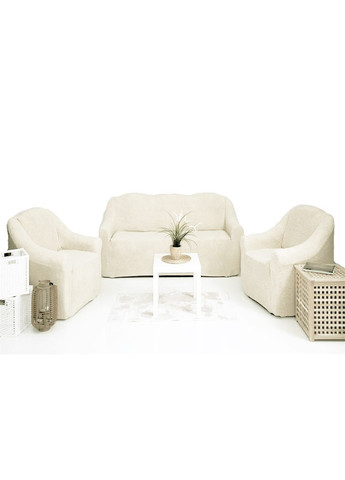 Меховые чехлы на диван и 2 кресла sh-006 Молочные Venera (268547837)