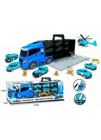 Набор машинок Трейлер с транспортом 666-08K с дорожными знаками, машинками и вертолетом Полиция Fun Game (327217791)