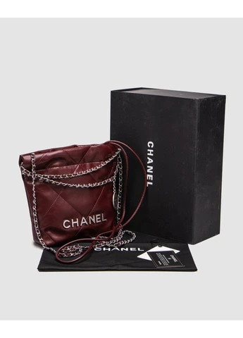 Сумка CHANEL Burgundy Quilted Calfskin Mini 20 Bag Silver Hardware Шанель No Brand (377509939)