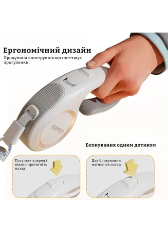 Поводок-рулетка Hook 5 м для собак и кошек до 20 кг, желтый KIMPETS (378656656)