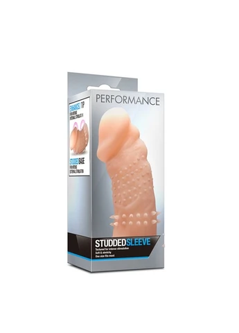 Насадка на пенис с рельефными шипами Performance Studded Sleeve бежевая Blush (347313437)