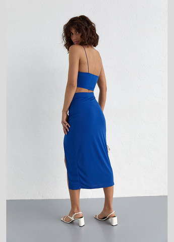 Літній костюм з топом на тонких бретелях та спідницею міді - зелений колір M (sku_0130) No Brand (327819799)