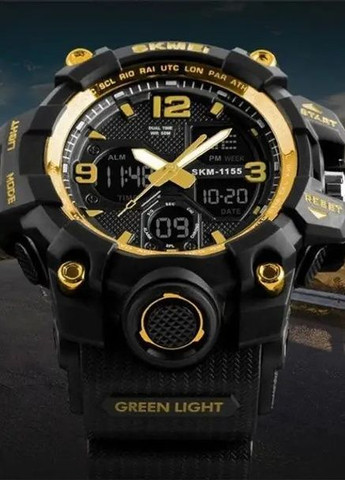 Часы 1155BGD Gold | Спортивные мужские часы, водостойкие, двойной дисплей, золотой корпус Skmei (358651026)